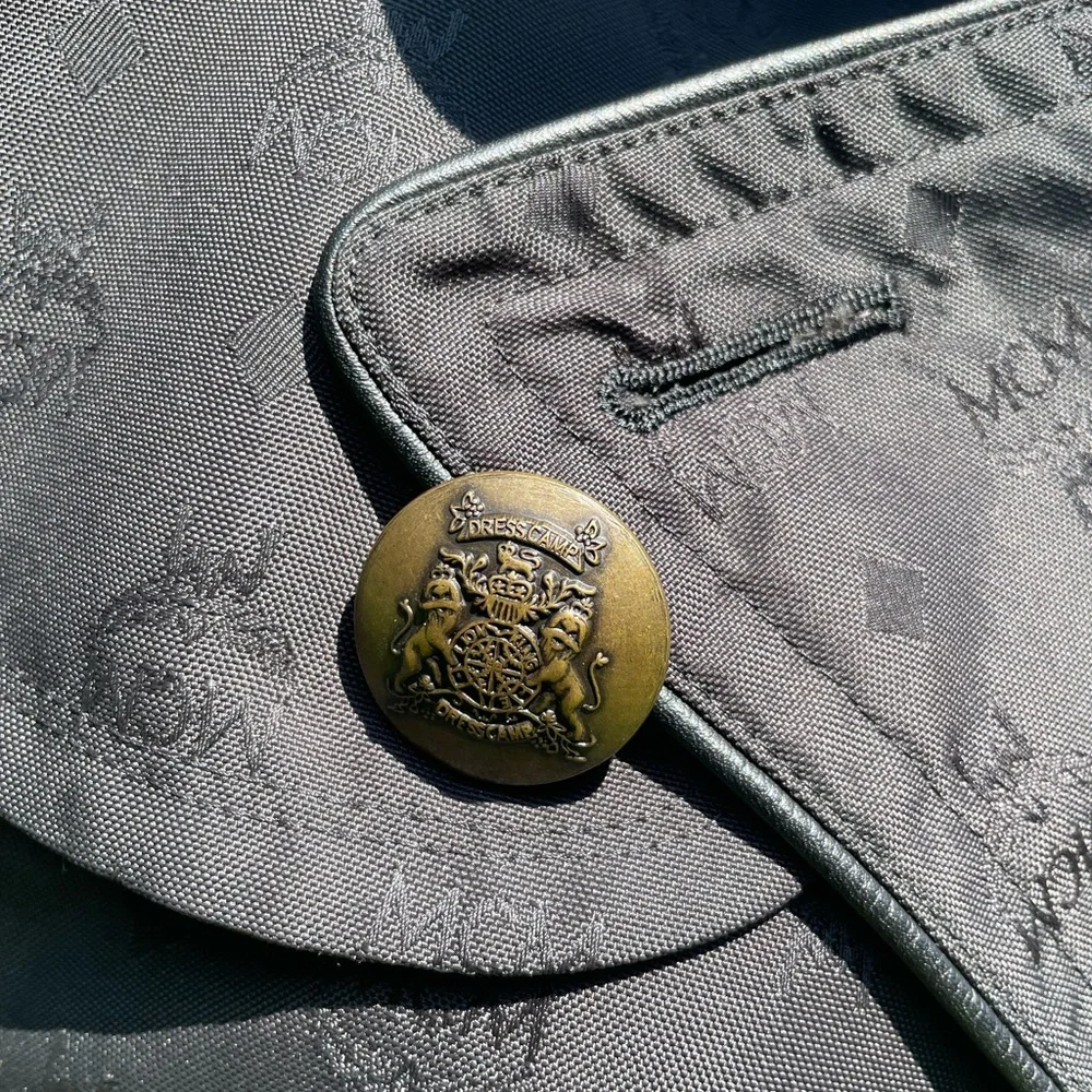 MCM Jacket x Dress Camp monogrammed black trench coat circa 2011. Sz Med - Picture 7 of 9